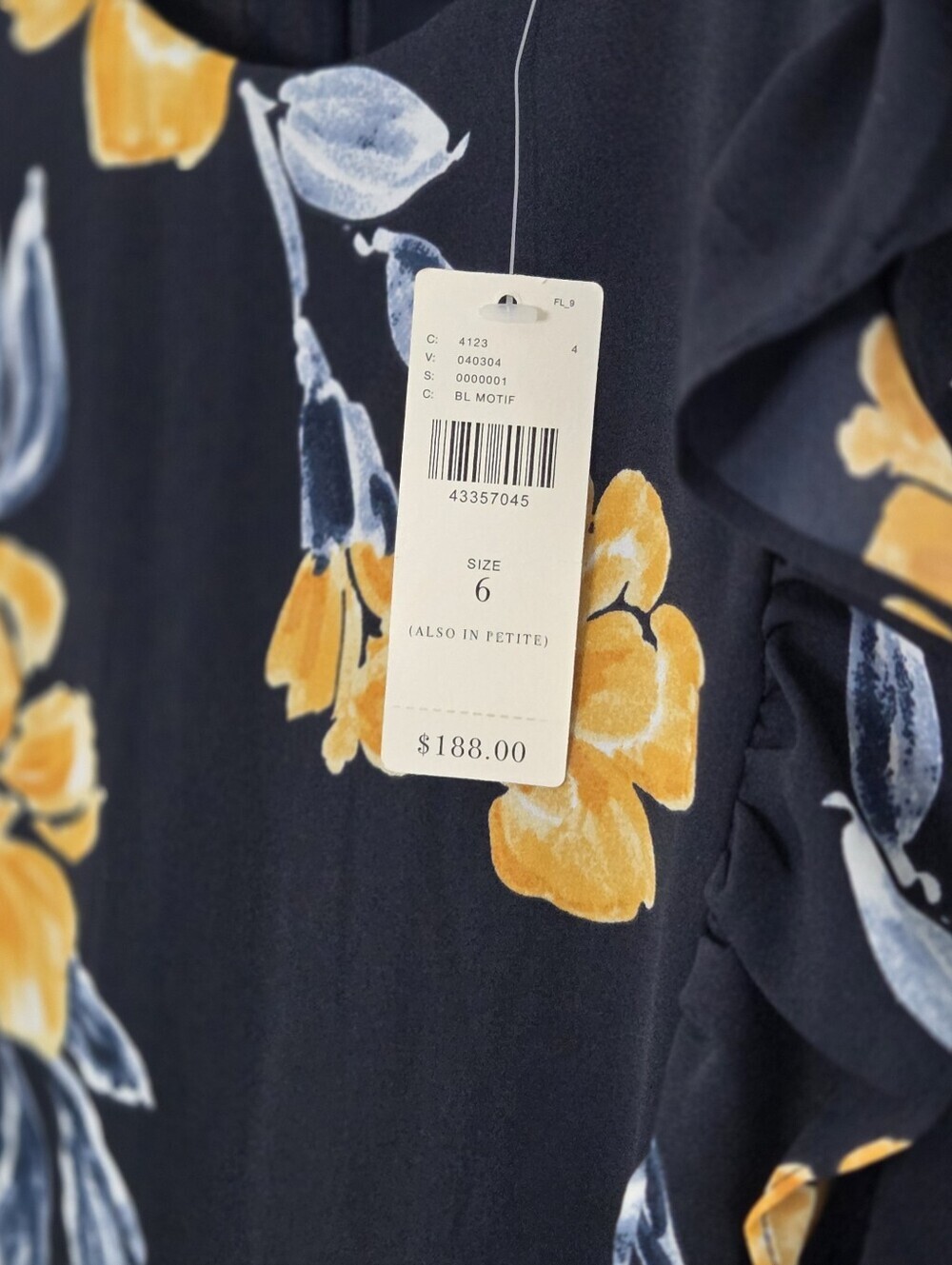 Anthropologie Paper Crown Floral  Ruffle Sleeveless Jumpsuit in Navy & Yellow - Picture 8 of 9